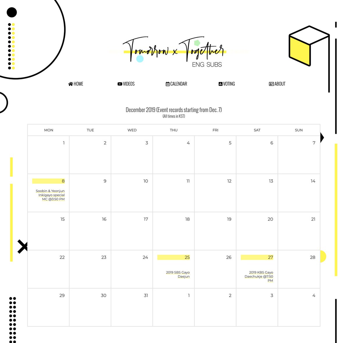 TXTEngSubs's tweet image. 🔛My website for TXT content txtengsubs.com is now live!

Current features include:
▪️Eng-subbed not on YouTube due to copyright (idol room, etc.)
▪️A calendar of TXT’s future schedule
▪️Voting page links to all on-going votes
▪️more to come...

@TXT_members @TXT_bighit