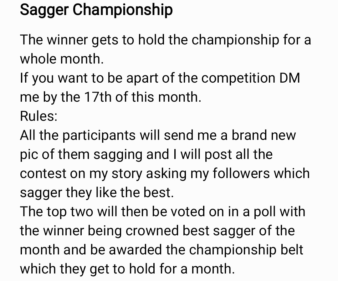 scsaggerbro's tweet photo. Sagger Championship Rules #sagger #sagging #sagginglow #lowsagging #saggerboy #saggernation #saggerfashion #saggerstyle #saggingpants #saggerworld #saggerchampion #saggerchampionship #saggerswagger #saggerswag #swag #swagfordays #fresh2death #like #follow https://t.co/rPdiOZT9jO