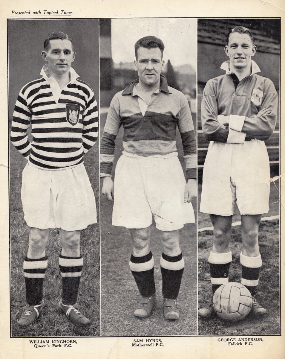 ScotsFootyCards's tweet photo. #WilliamKinghorn #QueensPark, #SamHynds #Motherwell and #GeorgeAnderson #Falkirk #TopicalTimes 1930's https://t.co/3eST54m1vD