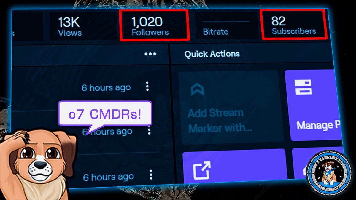 MalForTheWin's tweet photo. Today we passed 1,000 followers on @Twitch and we're closing in on 100 subs!!! The @EliteDangerous community has been so kind and supportive, I'm at a loss. THANK YOU to each and every one of you - viewers, lurkers, subs, and CMDRs alike. o7s of the highest magnitude #DogsOfLore! https://t.co/9HeAsHs3kh