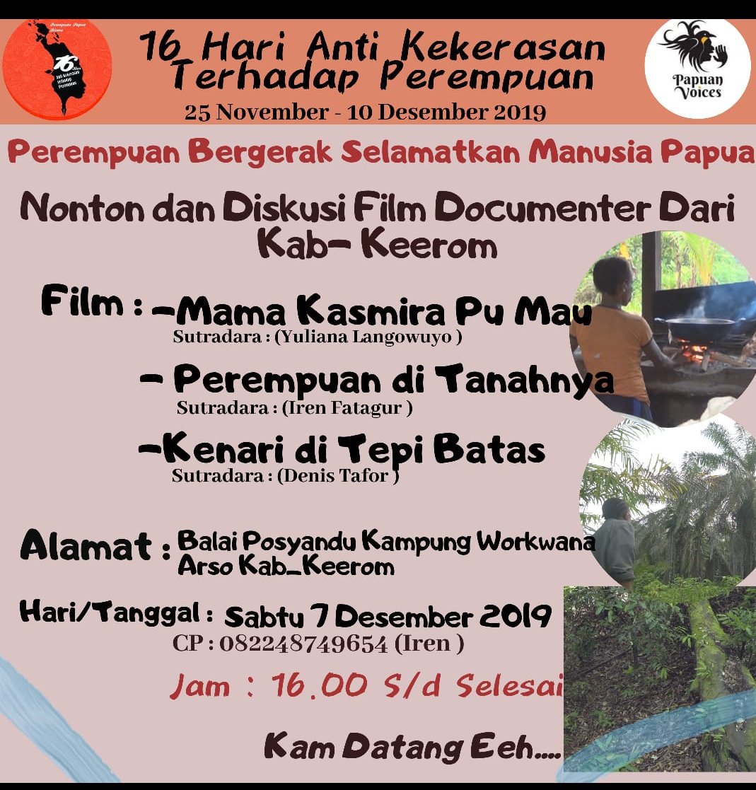 papuan_voices's tweet photo. Nonton dan diskusi bersama diselenggarakan oleh Papuan Voices Wilayah Keerom pd 07 Des 2019. Dlm rangkaian peringatan 16 hari anti kekerasan terhadap perempuan.
#PapuanVoices
#16HAKTP2019
#WestPapuaFilmmaker https://t.co/P2OTFxbeX8