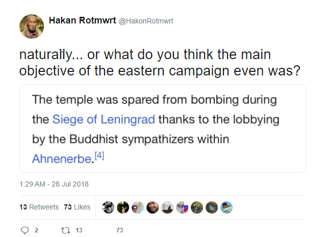 The existence of a Buddhist cabal in NS German leadership explains a great deal of their policies