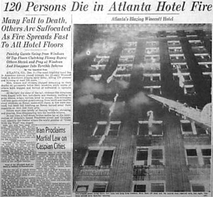 December 7th, 1946- The Winecoff Hotel Burns in Atlanta and claims the lives of 120 people