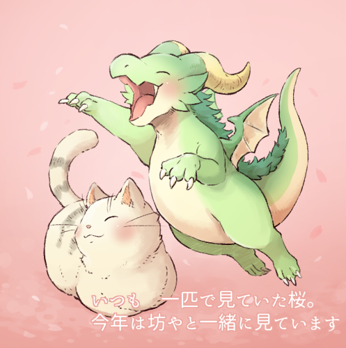 「#2019年自分が選ぶ今年の4枚
#ドラゴンの卵を拾った野良猫シリーズ

一年間」|いぬひろ🍤やせいのエビフライ発売中🐉🐈ドラ猫書籍化決定のイラスト