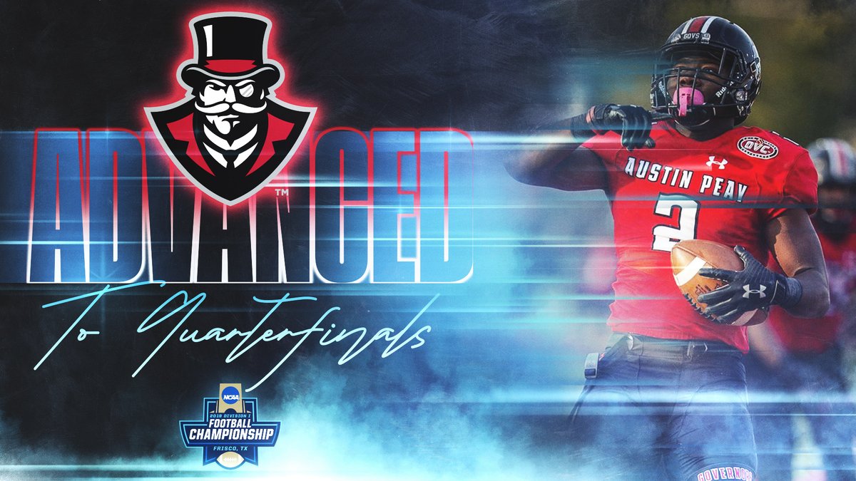 THE FINAL TEAM HAS ARRIVED! 

<a href="/GovsFB/">Austin Peay Football</a> upsets No.4 Sacramento St., 42-28, and will be advancing in the #FCSPlayoffs!!

They will take on No. 5 Montana St. next week in the Quarterfinals. 

#FCS