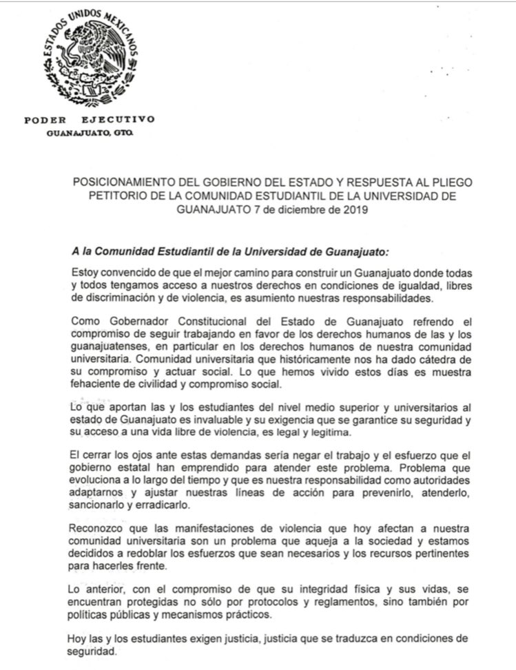 diegosinhue's tweet photo. Reiterando nuestro compromiso ante la comunidad estudiantil, les comparto el siguiente documento atendiendo a las peticiones realizadas a @gobiernogto , con la convicción de continuar apoyando, colaborando y trabajando juntos por la seguridad de las y los estudiantes de #GTO. https://t.co/cUwYsawk24