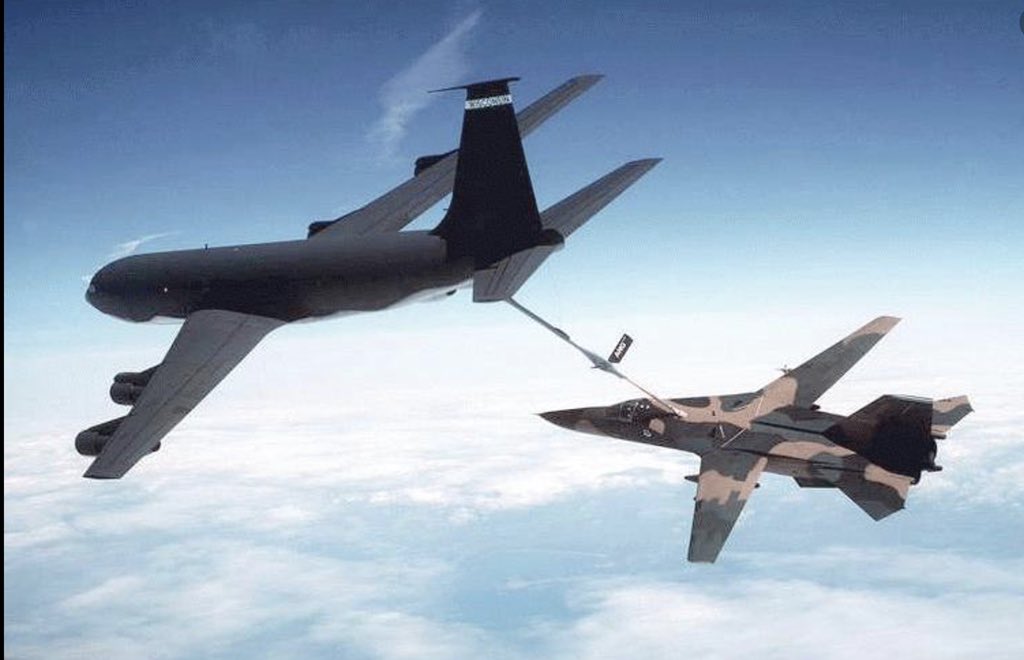SAC_Warrior's tweet photo. Here is memory lane. In another life I used to turn wrenches on F-111F fighter/bombers at RAF Lakeenheath, England. Then, I became a crew member on KC-135A refueling tankers. Ten years active duty before becoming an airline pilot. #KC135 #F111F #AirlinePilot https://t.co/jFyRk5LSgd