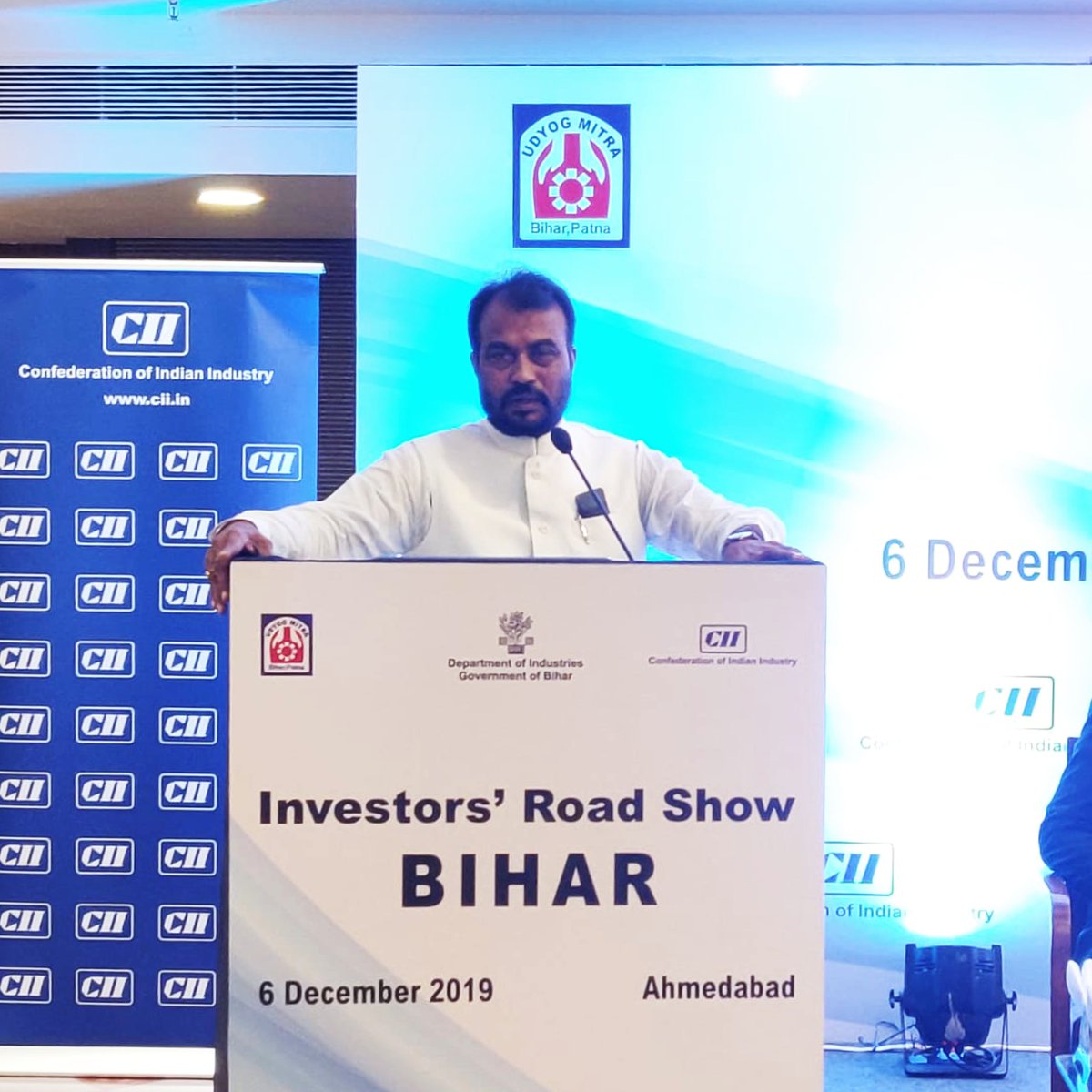 BiharInvestment's tweet photo. #Bihar biggest consumer market ~@TheShyamRajak #Investbihar #Condective business environment #Ahmedabad chapter #Day2 https://t.co/ryfyZuh3x2
