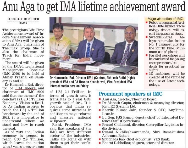 askhimanshurai's tweet photo. Come join us on 17 and 18 January in Indore for the annual conclave of #Indore #Management Association, where we bring thought leaders from all sectors to debate the way ahead for a $5 trillion economy. As the conclave chair, it would be my pleasure to welcome you. #Leadership https://t.co/ifTFZvenyV