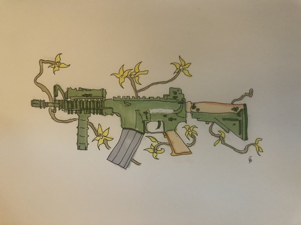 りゅう M4と花 M4 花 イラスト Pubg