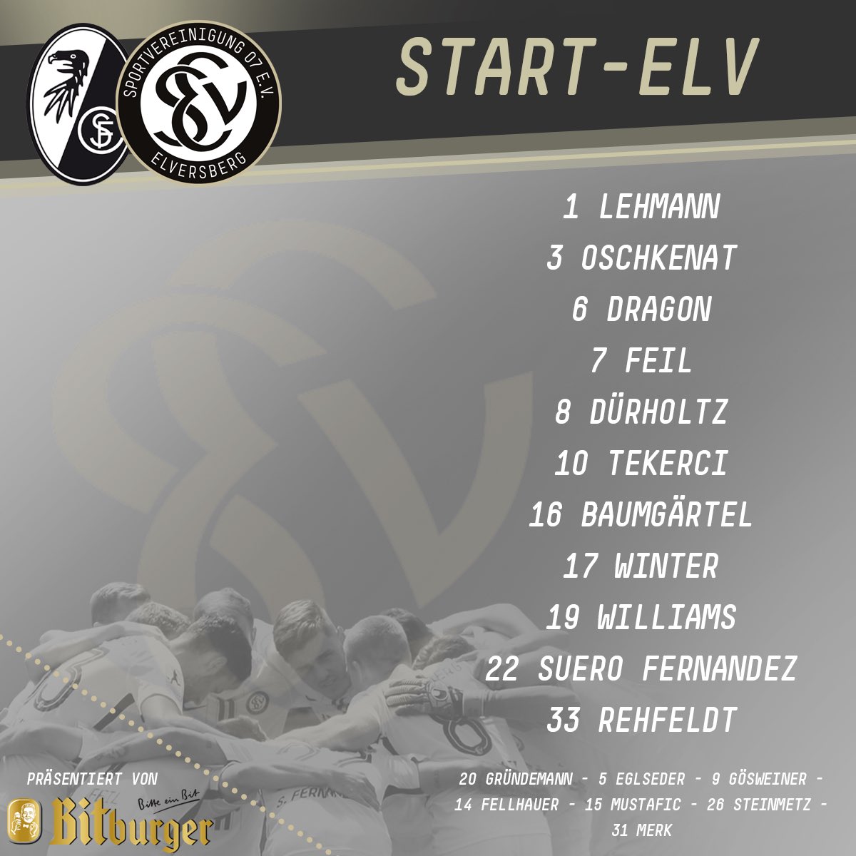 SV07Elversberg's tweet photo. Unsere Torhüter sind schon fürs Warm-Up auf den Platz gekommen - in der Zwischenzeit gibt es hier unsere heutige #StartElv für euch! 😁💪🏽 #UnsereElv #SCFSVE https://t.co/uS2FxYIm6Y