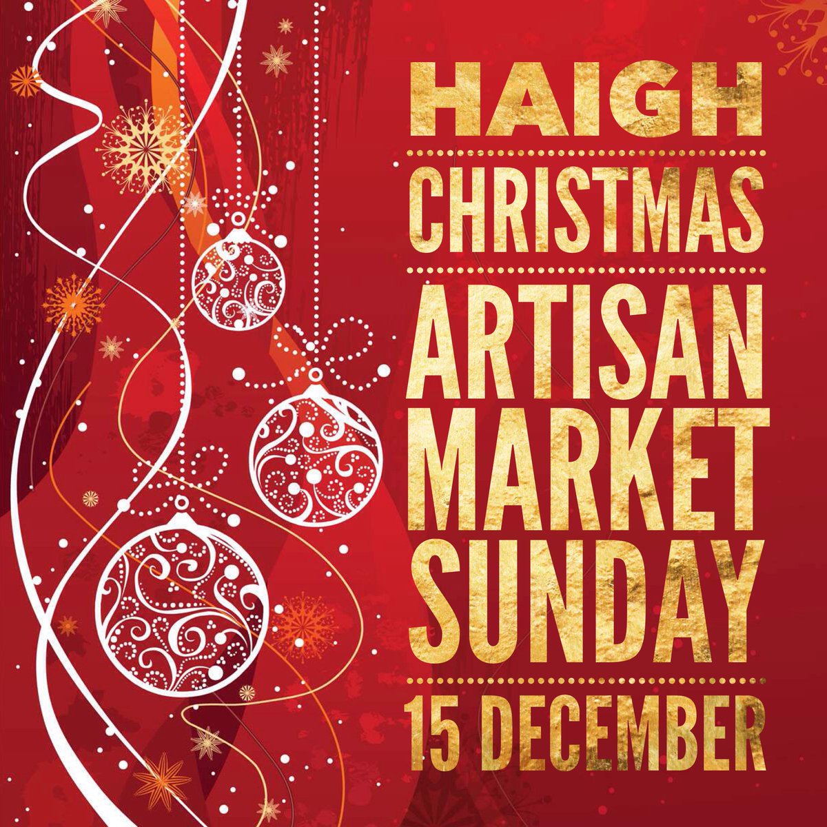 It's the BIG FESTIVE ONE!
Sunday 15th Dec 2019
Haigh Woodland Park #Christmas Artisan Market #Wigan
10-4
Stables Car Park
#ChristmasJumpers
#MulledWine
#MincePies
#JingleBells + much, much more