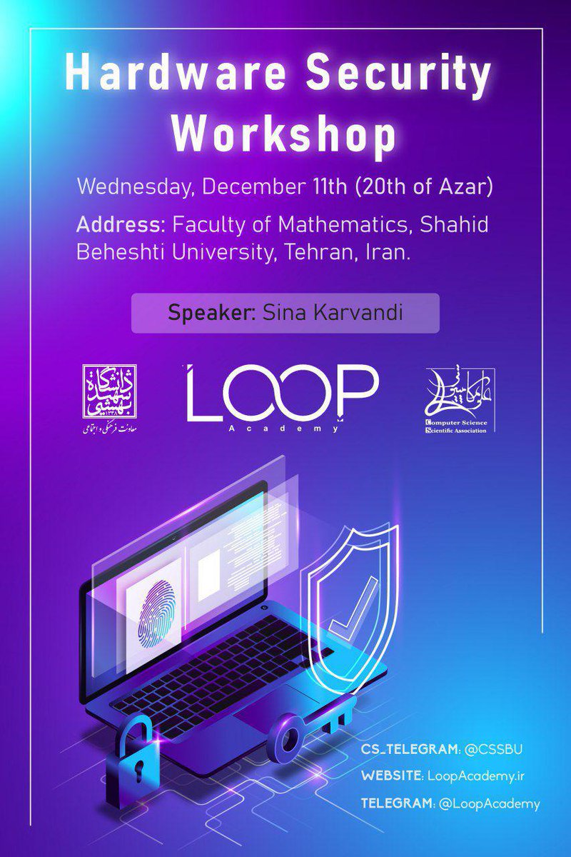 A_H_Hadian's tweet photo. Hardware security workshop
#loop #loopAcademy #loopPlus https://t.co/mkjDGKjeRV