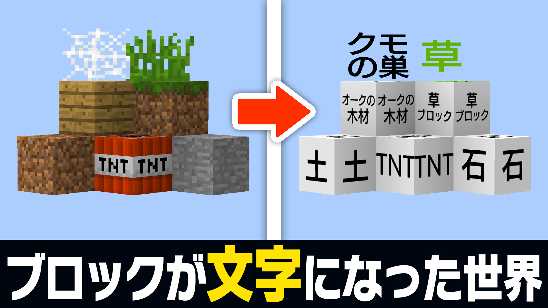やすくら على تويتر 一年ぶりのマインクラフト実況です ミてね マイクラ 全部のブロックが文字になった世界がめちゃくちゃシュールだったwww T Co N6kqa7c6ve