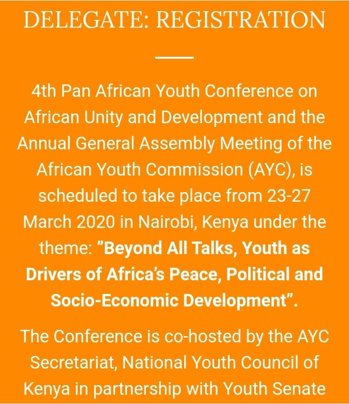 NYC_YouthVoice's tweet photo. Registration is now open for 4th Pan African Youth Conference on Unity and Development 23-27 March 2020 in Nairobi, Kenya. Apply via https://t.co/4BrY8aDf7n https://t.co/IqXKG5Q8wo