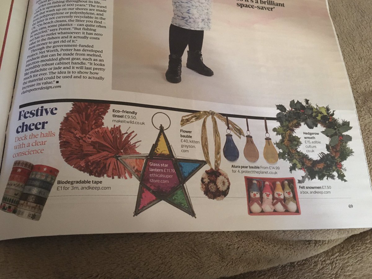 Our handcrafted #Ecotinsel featured in today’s #observer magazine!