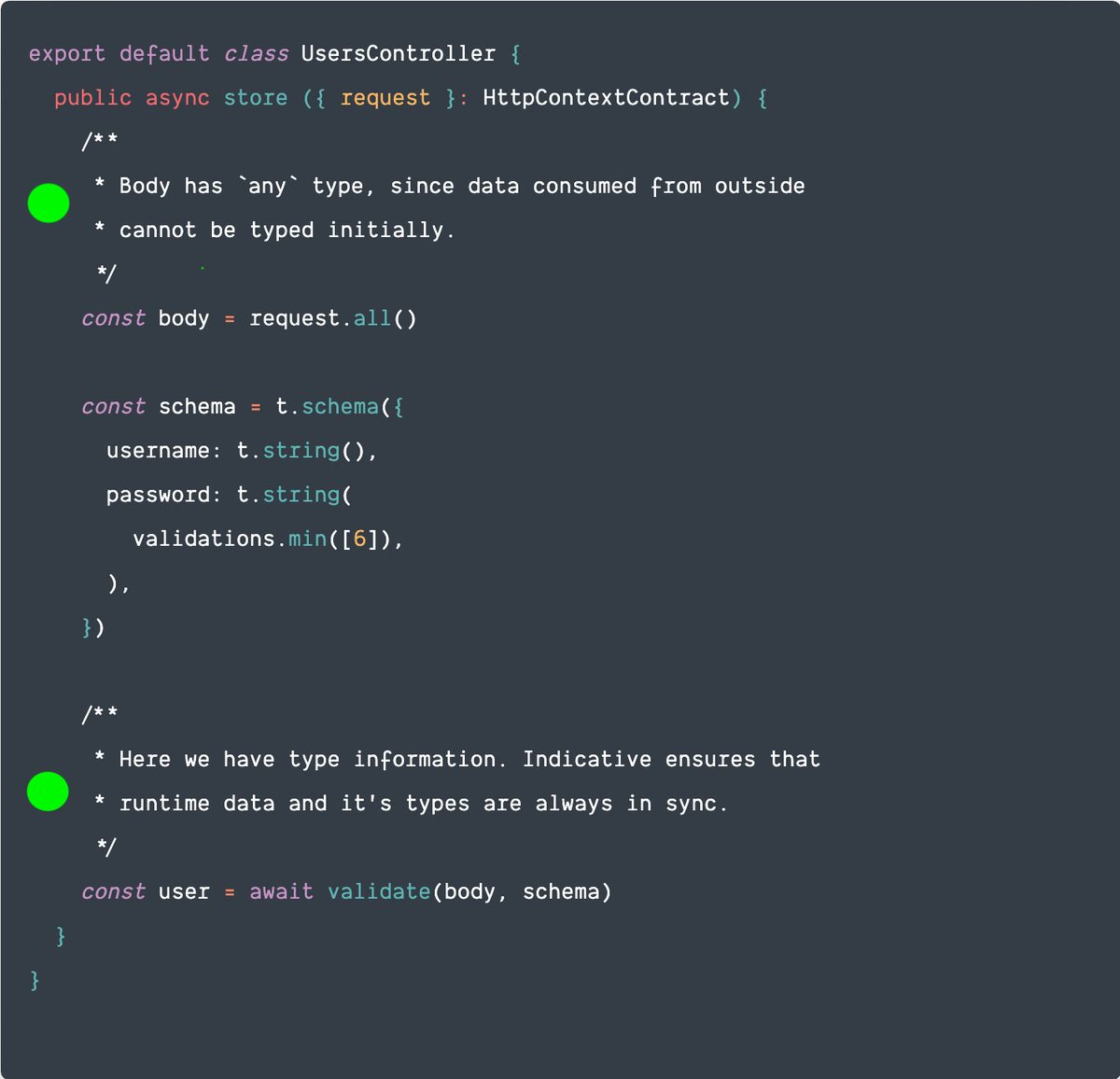 AmanVirk1's tweet photo. This shines when you are consuming data from another source, like HTTP request body with @adonisframework https://t.co/NJD5Dlz7CJ