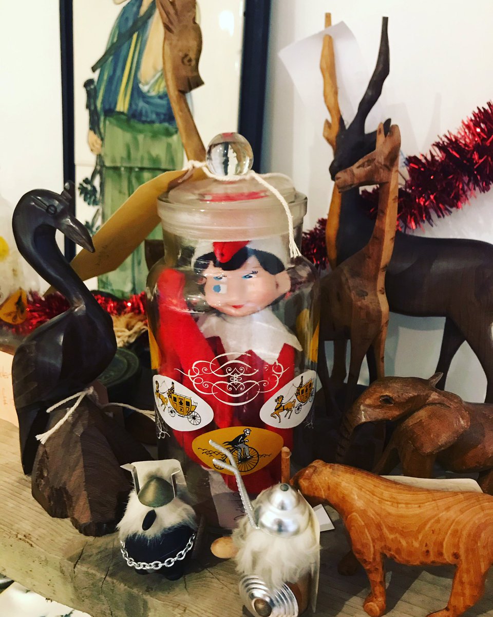 The animals didn’t find Betty’s antics fun...you’ve been got Betty! #Harrogateantiques #woodenanimals #BettyTheBoGroveElf