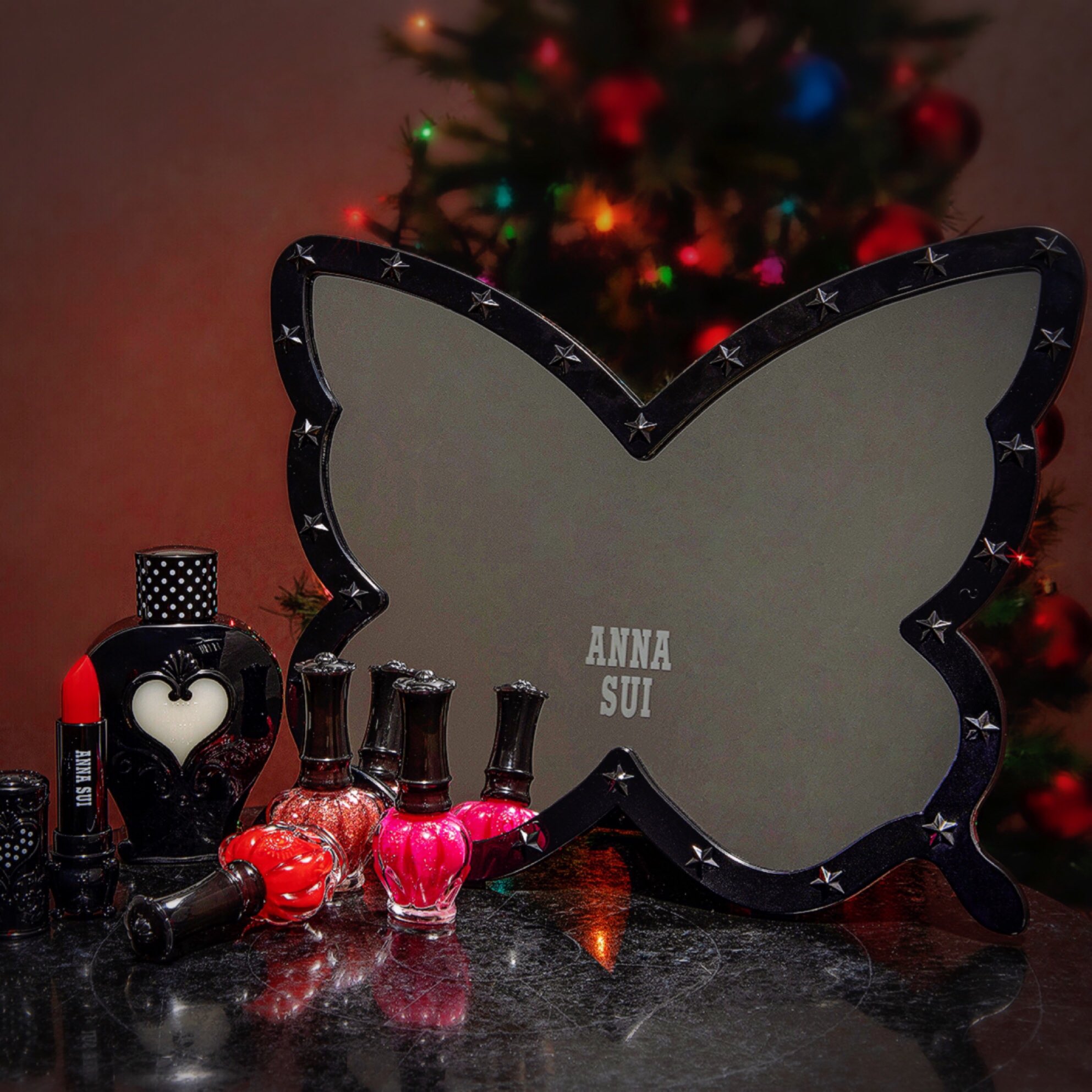 【レア】ANNA SUIアナスイコスメスタンドミラーブラックバタフライ ANNA SUI アナスイ 手鏡 スタンドミラー ブラック バタフライ