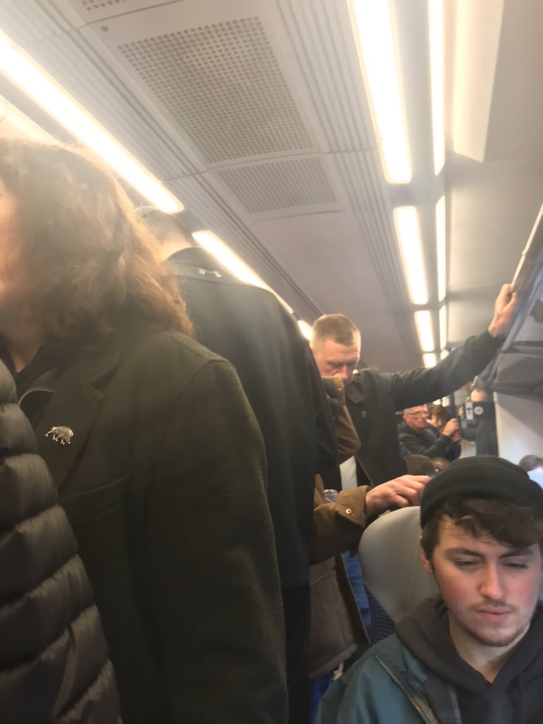 Stepped up your game today <a href="/TPExpressTrains/">TransPennine Express</a> our train cancelled from Leeds now on a different route but packed #healthandsafety