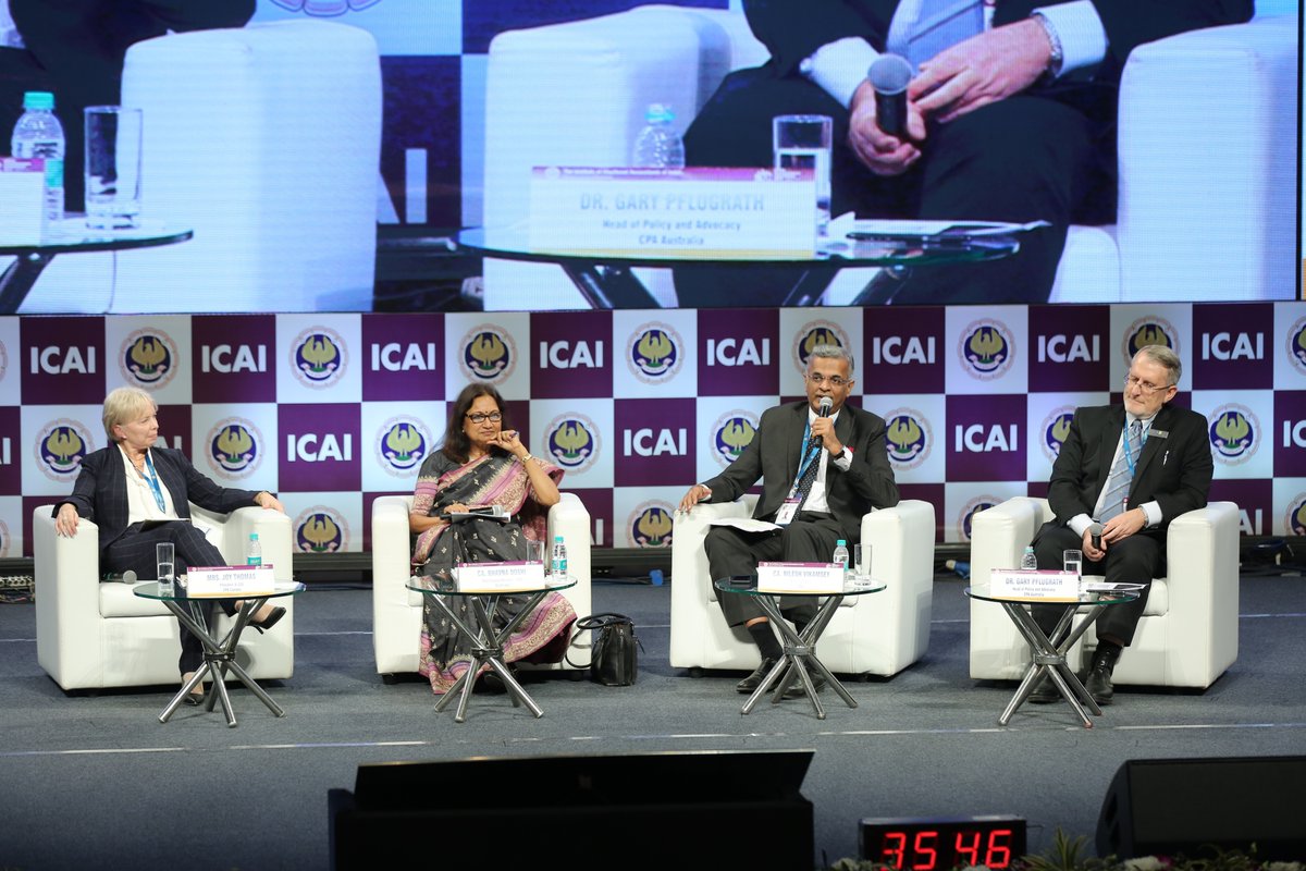 theicai's tweet image. Mrs. Joy Thomas, President &amp;amp; CEO, CPA Canada, Dr. Gary Pflugrath, CPA Australia, CA. Nilesh S. Vikamsey, Past President, ICAI and CA. Bhavna Doshi, Past Council Member unfolded before the audience expectations from Future Ready Professionals. #IntConICAI19 #ic2019