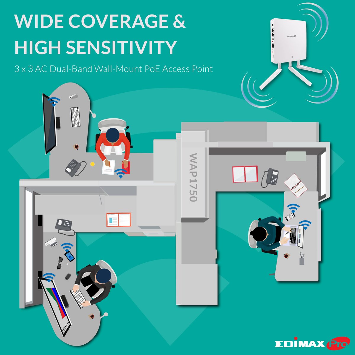 EdimaxME's tweet photo. WIDE COVERAGE &amp; HIGH SENSITIVITY🔥🤩
 3 x 3 AC Dual-Band Wall-Mount PoE #Access_Point
#Edimax WAP1750
802.11AC Dual-Band High Speed
Easy Installation
Designed for High-Density Usage
Multiple SSIDs for Security Management
Fast Roaming
Seamless Mobility
Power over Ethernet https://t.co/dNMNOGvbdB