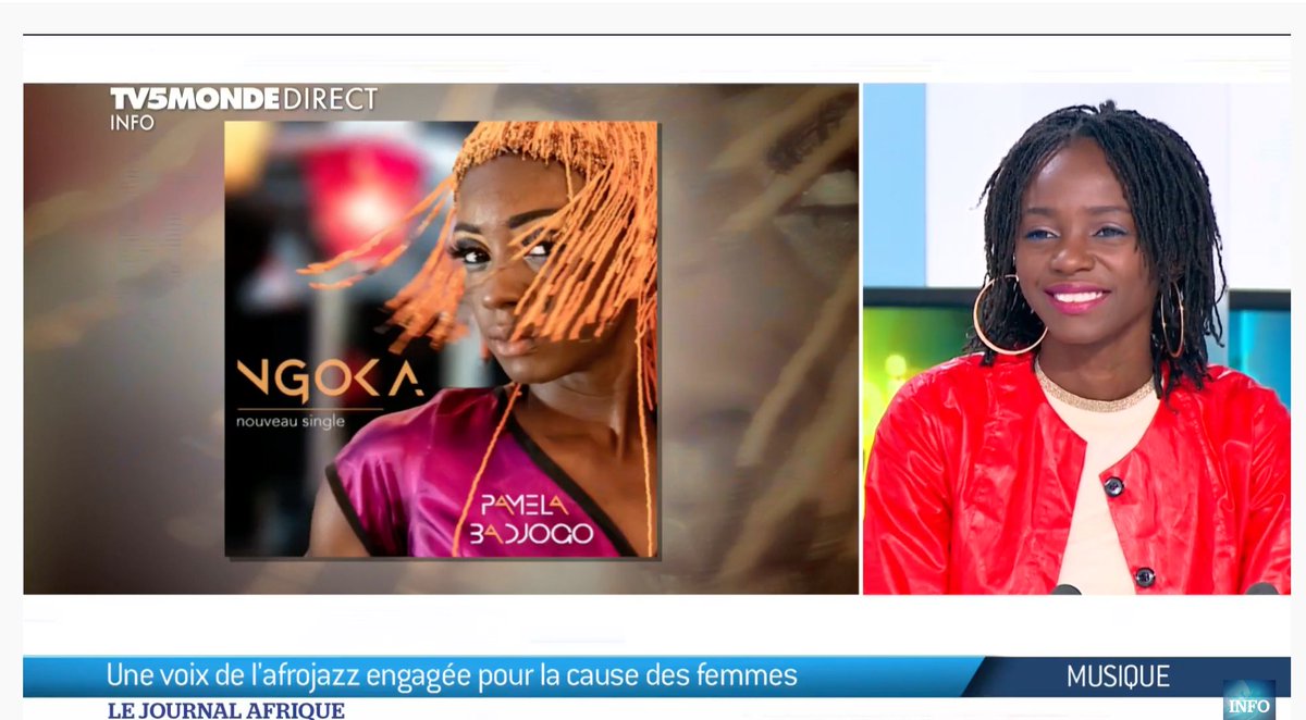 pamelabadjogo's tweet photo. #Video 
Merci à @TV5MONDE !
#Ngoka est une chanson qui est le fruit de mon engagement pour la cause de la femme.
Merci à tous ceux qui m'écrivent. respect. 
#Gabon #Mali #Africa
https://t.co/ZVA3y4yJmZ https://t.co/1wyFs1YBfI