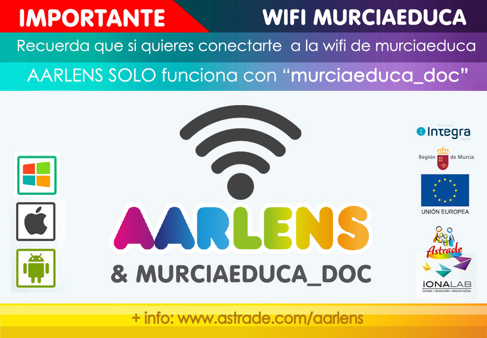ionalab_'s tweet photo. Ya está habilitada en TODOS LOS COLEGIOS (dependientes de la consejería de educación @Educarm) una red wifi específica para usar con la app AARLENS, es la red wifi de "MURCIAEDUCA_DOC".

Recordad sólo eso y podréis seguid disfrutando del uso de la herramienta en clase!! :) https://t.co/2oOE2wPJm2