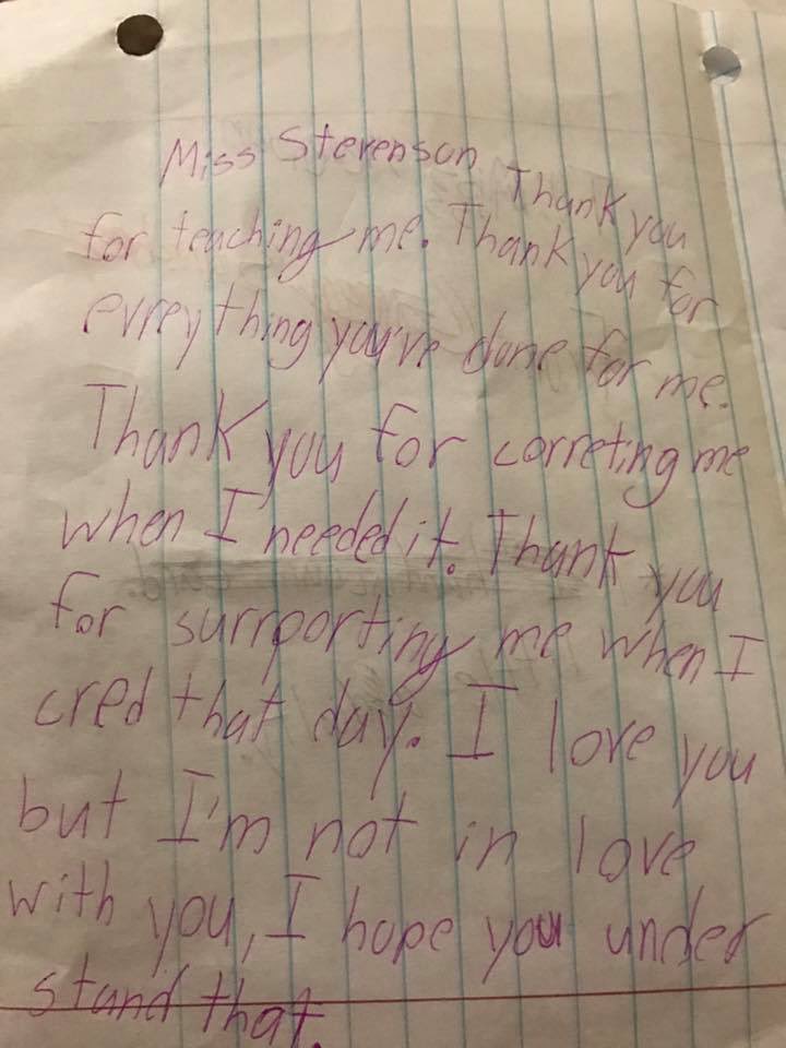 Came across one of my all time favorite birthday cards. This was from a 4th grade boy a couple of years ago. Makes me smile!