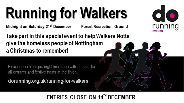 dorunning19's tweet photo. ⏰Now just 1 week to sign up ⏰
Run or Walk this very unique, rewarding, uplifting & festive event! Run at midnight to support @WalkersNotts homeless charity.
Donations direct to the charity from all sign ups and all the race day treats for you! #runningforwalkers https://t.co/X3fbuufkSY