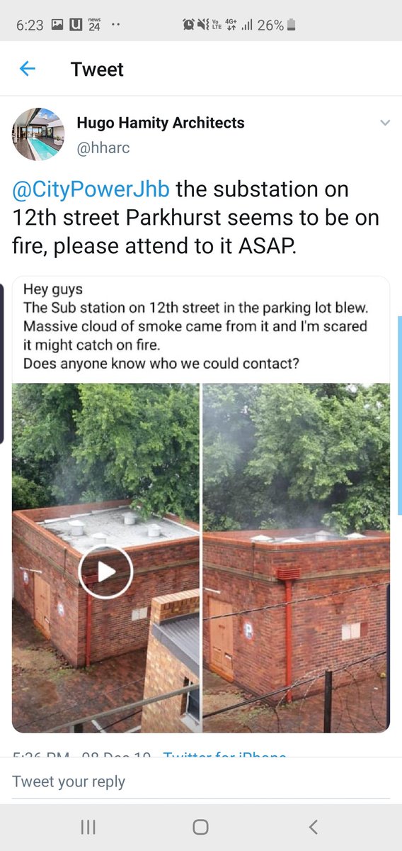 Nic_Simmonds's tweet photo. @CityPowerJhb hi there, parkhurst is still out. Probably something to do with the base station that reportedly has smoke coming out of it. https://t.co/15y6RddrCn