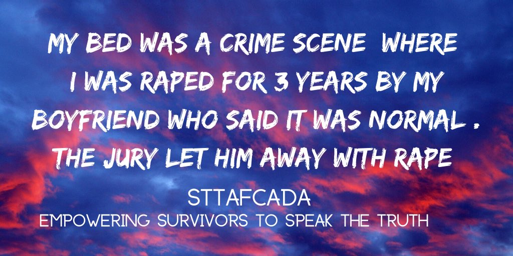 STTAFCADA's tweet photo. A Brave Survivor Speaks The Truth “My bed was a crime scene where I was raped for 3 years by my boyfriend who said it was normal. The Jury let him away with Rape.” - This is what happens when a Rapist is given a Not Proven Verdict in a Jury Trial. #evidenceignored https://t.co/ulwT0ZgpSZ