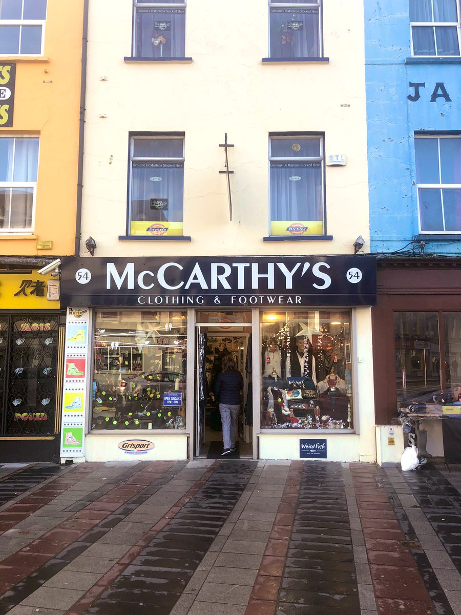 2. FOOTWEAR/CLOTHINGMcCarthy’s on The CoalquayThe go-to place to buy Docs in Cork for decades. Also great for band t-shirts, hoodies, outdoor-wear.  #shoplocal  #lovecork