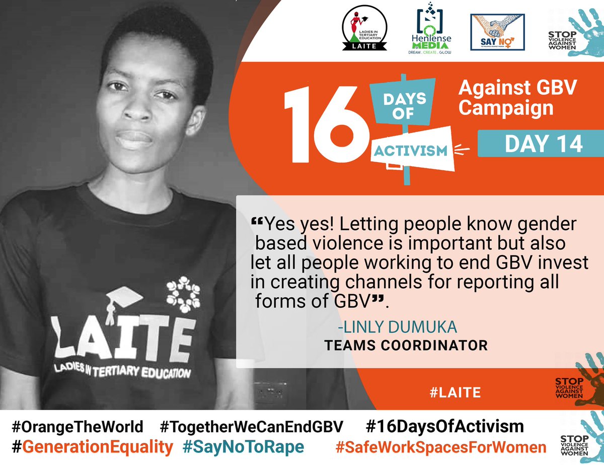 intertiary's tweet photo. 16 Days of Activism: Day 14
#16days 
#EndGBV 
#OrangeTheWorld 
#GenerationEquality 
#SayNotToRape 
#SafeWorkSpacesForWomen 
@unwomenmalawi https://t.co/ajbTFZssRs