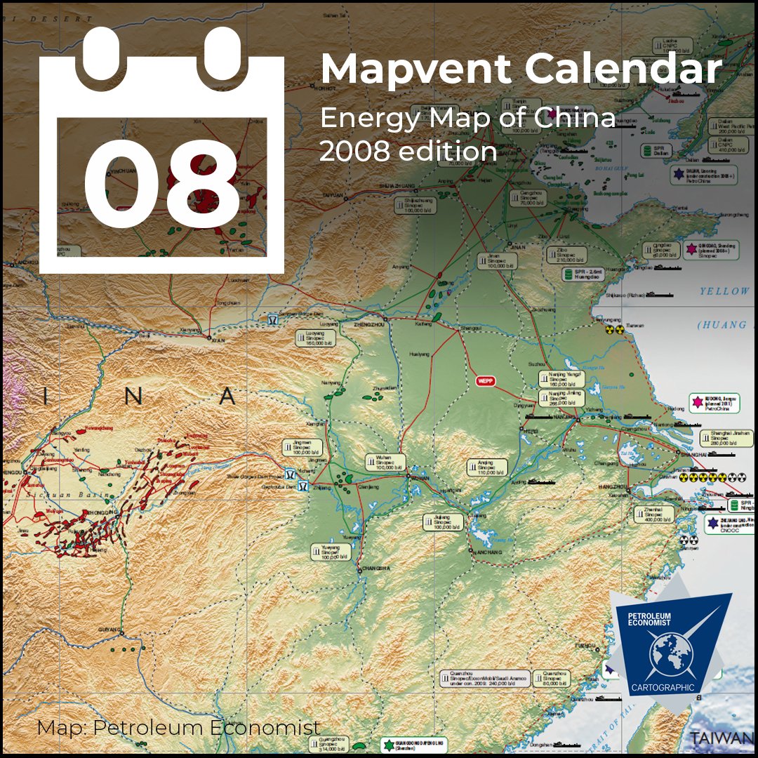PEMaps1's tweet photo. Day 8 of the PE Maps #MapventCalendar heads to Asia and the Energy Map of China from 2008 with our map partner @Total https://t.co/0oioip1s1Y
#30DayMapChallenge #China #Energy #Oil #Gas #AsiaPacific https://t.co/QUspiTweHP