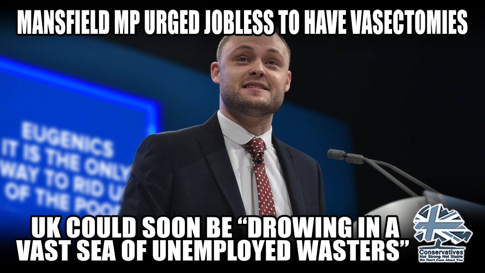 StrongerStabler's tweet photo. Ben Bradley, ex Tory Vice-Chair,wrote an article where he urged the unemployed to have vasectomies - so the UK can avoid "drowning in a vast sea of unemployed wasters"!

Bradley only has a majority of 1057!

People of #Mansfield, get rid of the #NastyParty &amp; #GetBorisOut! https://t.co/acOpqrpTQW