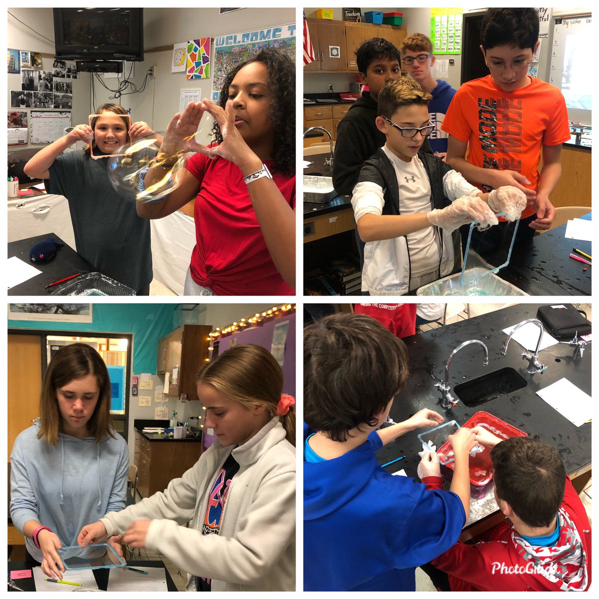 7th grade explored soap bubbles which share many properties of cell membranes.