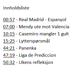 🇪🇸🎙 Ny episode! Hiwa, Kristian og Kim ser litt på kampen som var i går, snakker om Mendy sitt røde og andre dommeravgjørelser, og tar for seg hvilken lagoppstilling man kan forvente seg mot Valencia.

Spotify: open.spotify.com/episode/5YnVjK…

Apple Podcast: podcasts.apple.com/no/podcast/la-…