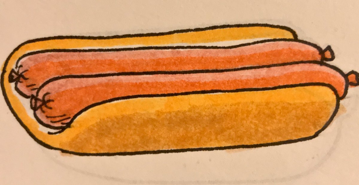 I can get a double cheeseburger so why can’t I get a double hotdog? I have developed a design for an extra wide bun that can accommodate two frankfurters at once. Higher meat to bread ratio, more surface area for mustard and relish. The world is ready. The time has come.