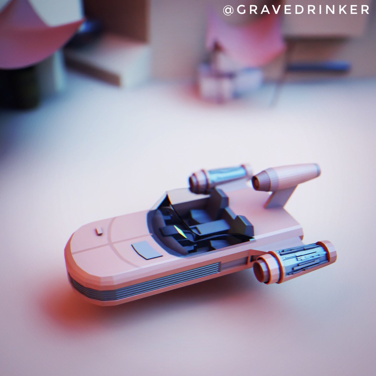 Some Star Wars fanart this weekend. So many cool vehicle designs in Star Wars. #starwars #lowpoly #b3d #blender3D #gameart #gamedev <a href="/polycount/">Polycount - @polycount.bsky.social</a>