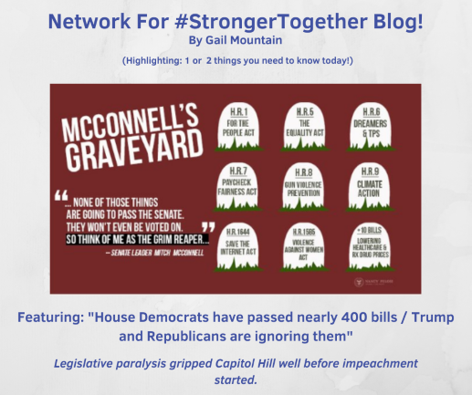 GKMTNtwits's tweet photo. "House Democrats have passed nearly 400 bills/Trump &amp; GOP are ignoring them" &amp; check out the Focused Point of Interest for next steps "The People For Kamala Harris” group on FB are taking! @HolleSharon #Network4StrongerTogether Blog! https://t.co/LM513YDequ  g. 💮 #Its2020Now https://t.co/QtfokAvwHz