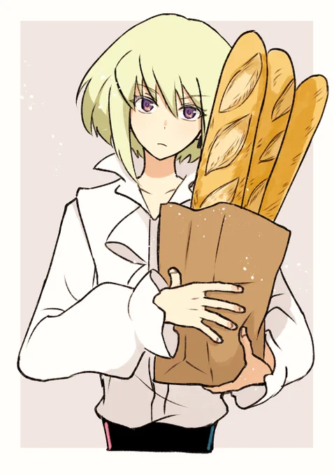 リオくんフランスパン持ってるのとても似合うなっていう絵。 