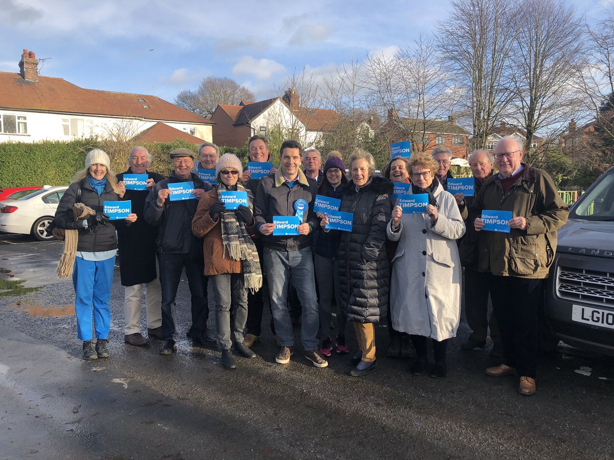edwardtimpson's tweet photo. A great morning in Tarporley. Thanks to so many for your continued support, huge number of leaflets delivered yet again. #TeamTimpson #GE2019 #VoteTory #BackBoris @Office_ECA https://t.co/BpnwpkGkv9