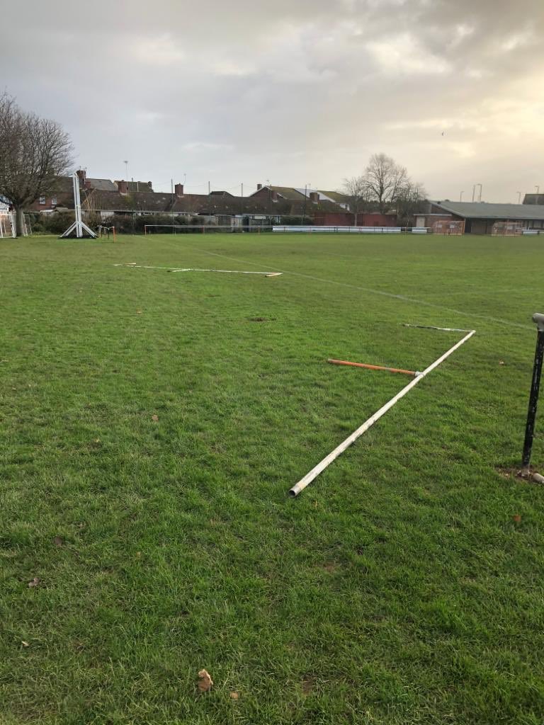 AlphingtonAFC's tweet photo. Sad times as our home pitch has been vandalised by mind less idiots, if anyone has any information please let the club know. Obviously on the naughty list this year 😡😡 https://t.co/i8y6DQiEtV