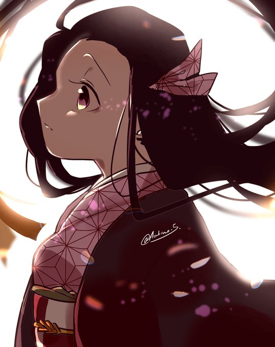 あずきなこさんがTwitterに投稿した竈門禰豆子(鬼滅の刃)のイラスト。
