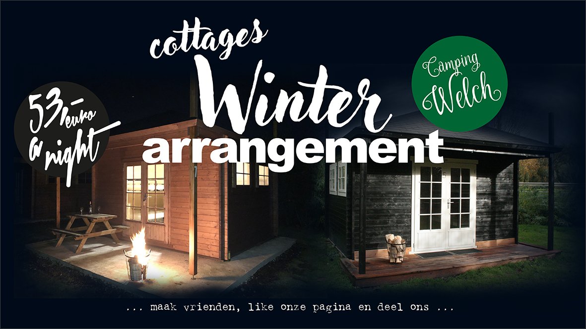 Camping Welch - cottages winterarrangement, 53,- euro per nacht. 
✅ natuurcamping 
✅ fietsen en wandelen
✅ wifi
✅ doucheruimte camping
✅ verwarming
✅ kookstel
#camping #glamping #cottages #wandelen #TerAar #Nieuwkoop #GroeneHart
Boek nu online: campingwelch.com