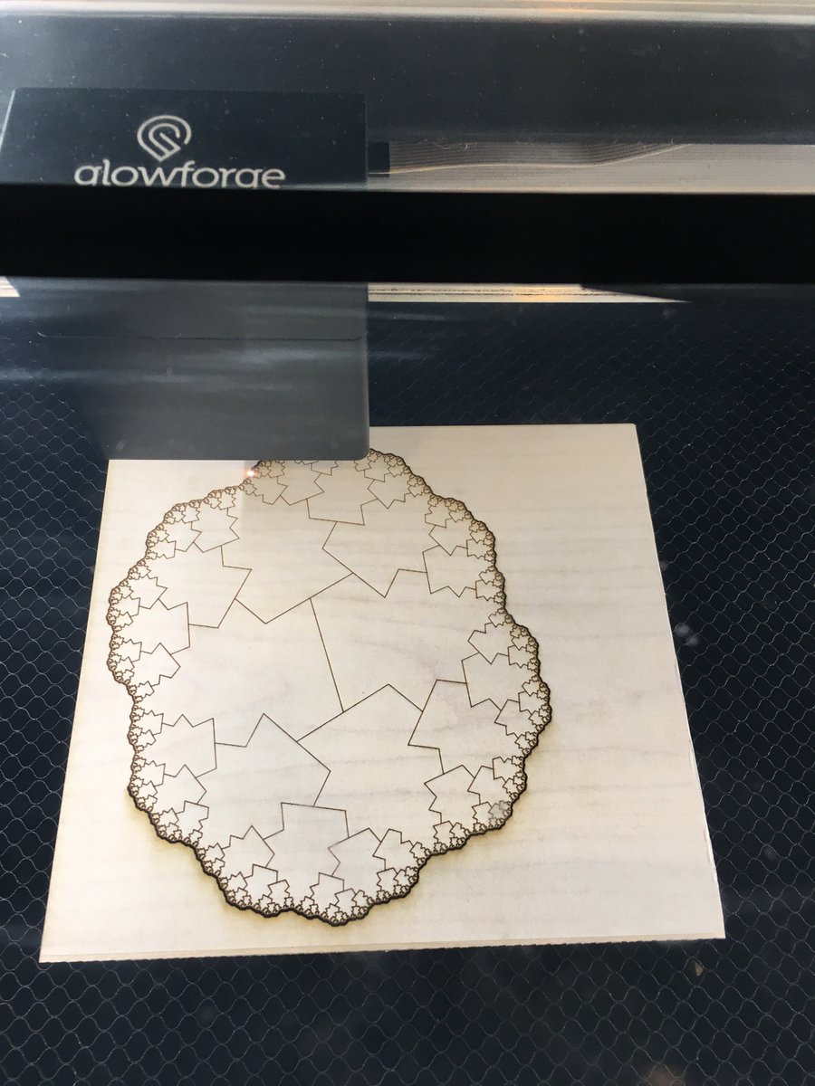 bernatree's tweet photo. @RobFathauerArt @ComplexTrees @studcCMS @AARMS_math @ICERM @BrownUniversity @UniBarcelona @canmathsociety @MMACA_cat @MoMath1 @WolframResearch I plan to explain this in detail at @BridgesMathart I come up with these kind of of Escher-like tilings by applying my theory of complex trees. This one comes from an specimen T{c,-c} where all branch paths not landing on the boundary were pruned. Made @ICERM with @glowforge :-) https://t.co/4A2glPmq6Z