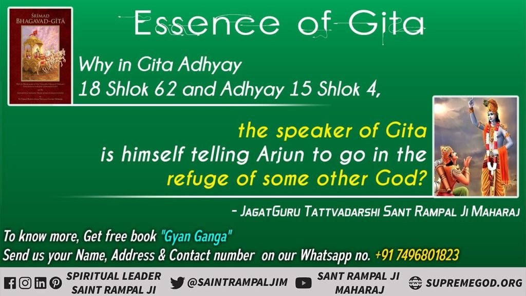 HemlataTanwar7's tweet photo. #यथार्थ_गीता_अनुवाद 
Why in Gita Adhyay 18 Shlok 62 and Adhyay 15 Shlok 4, the speaker of Gita is himself telling Arjun to go in the refuge of some other God?-Jagatguru Tatvadarshi Sant Rampal ji Maharaj
Watch sadhana channel at 7:30 P.M. To 8:30 P.M. https://t.co/zbvvGXAOmq