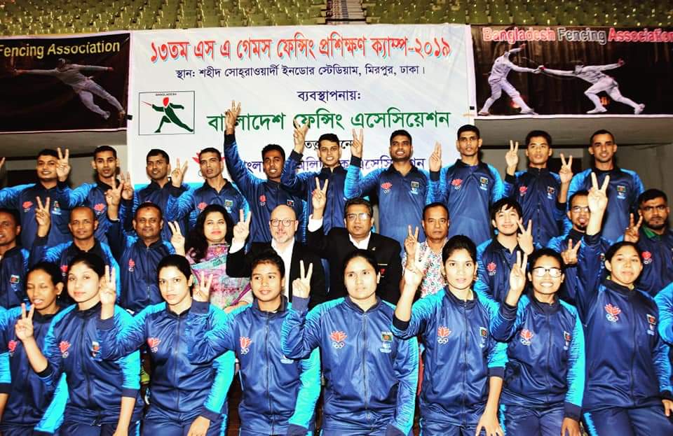 Bangladesh Fencing Team first time wins Gold, 2 silver and 5 bronze medals  in South Asian Games 2019. As the President of Bangladesh Fencing Association I am greatful to my fencing team,trainers, General Secretary, Sponsors and others officials. 🙏✌❤