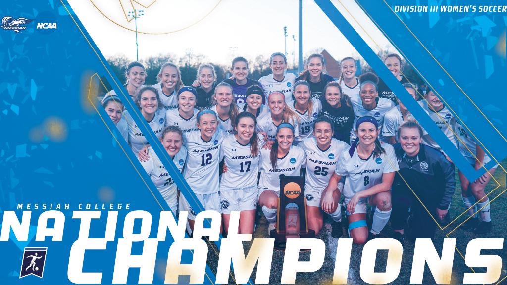 D3soc's tweet photo. Congratulations to Messiah - 2019 NCAA Division III Women’s Soccer NATIONAL CHAMPIONS! #d3soc 

@MessiahSports @messiahcollege @NESCAC https://t.co/W5MrBUICTY
